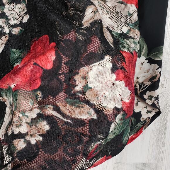 Fig + Flower Floral Long Sleeve Button Down Shirt Women's Size Petite Medium PM - Picture 11 of 11